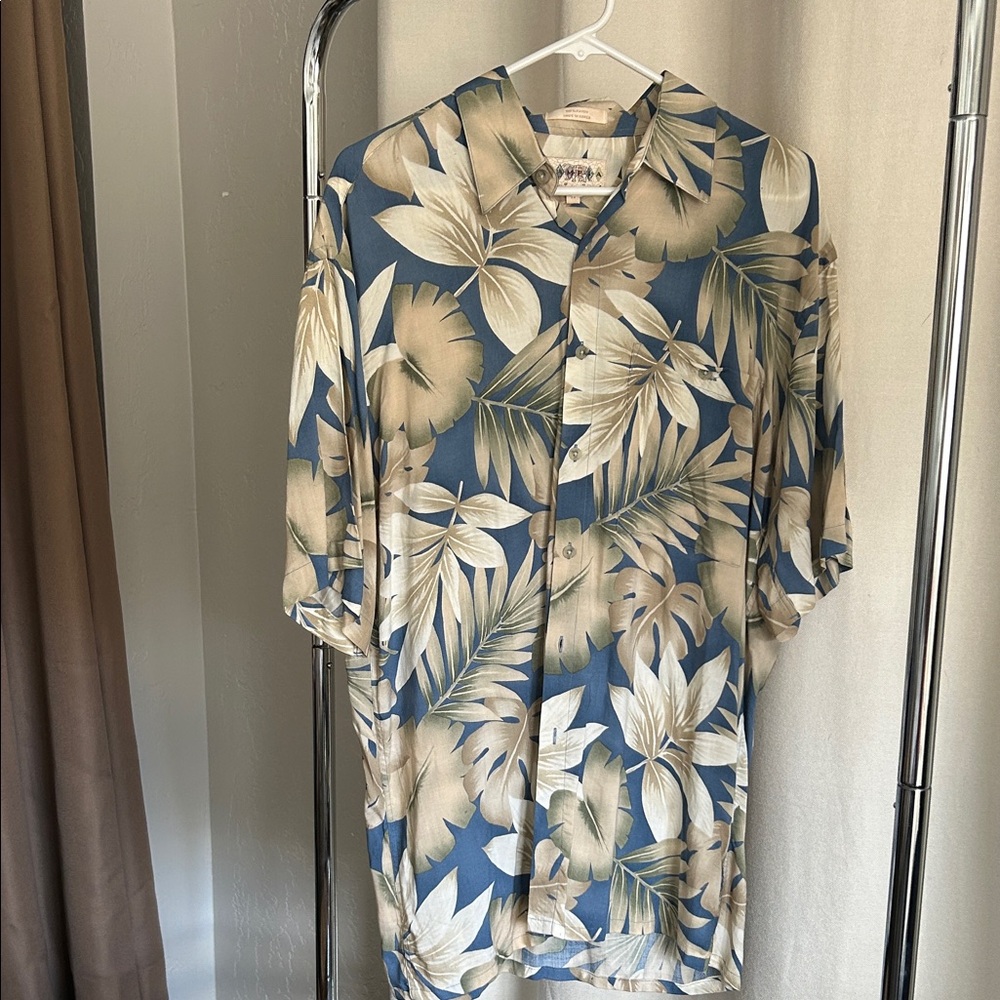 Tropical Blue and Cream Hawaiian Shirt